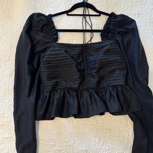 ANTONIO MELANI Black Ruched Long Sleeve Blouse